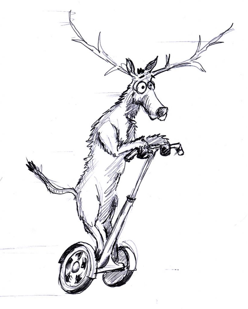Reindeer on a Segway